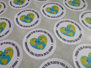 Proud To Be Plastic Free Packaging Stickers
