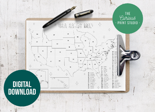 USA Sales Map Digital Download